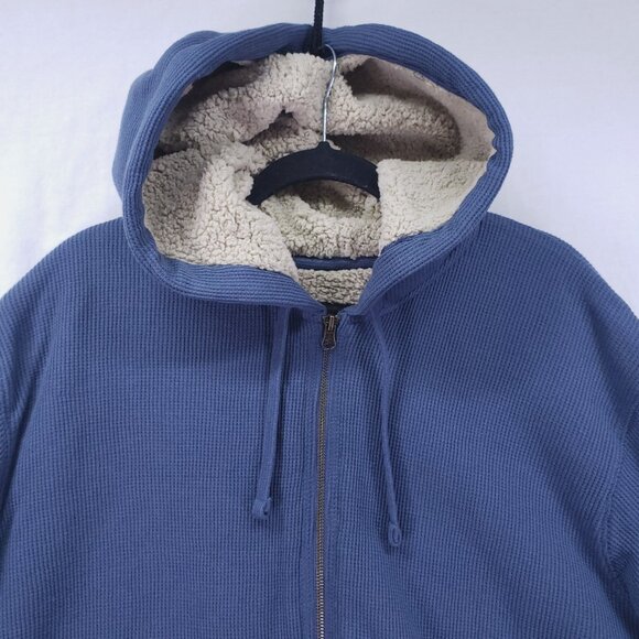 Northwest Territory Men's Blue Waffle Knit Full Zip Hoodie Sherpa Sweater XL - Picture 7 of 13